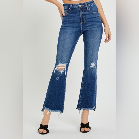 RISEN High Rise Distressed Crop Flare Jeans - Picture 7 of 7